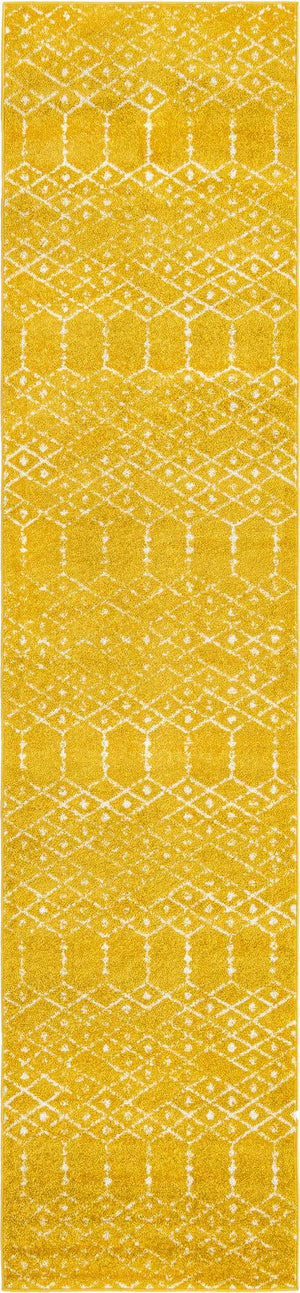 Yellow 2' 11 x 13' Paxon Trellis Runner Area Rug Geometric Durable Stain Resistant Easy Clean Carpet for Modern Interior Home Decor for Sale at Rug Engine