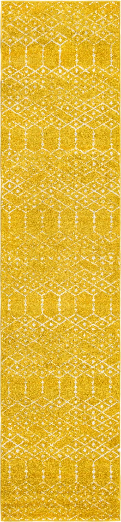 Yellow 2' 11 x 13' Paxon Trellis Runner Area Rug Geometric Durable Stain Resistant Easy Clean Carpet for Modern Interior Home Decor for Sale at Rug Engine