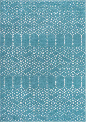Teal blue 10' x 14' Paxon Trellis Rectangle Area Rug Geometric Durable Stain Resistant Easy Clean Carpet for Modern Interior Home Decor for Sale at Rug Engine