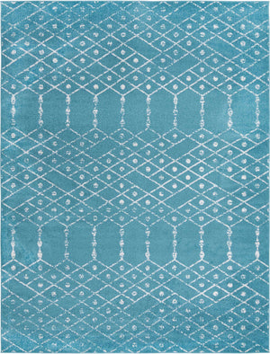 Teal blue 10' x 13' Paxon Trellis Rectangle Area Rug Geometric Durable Stain Resistant Easy Clean Carpet for Modern Interior Home Decor for Sale at Rug Engine