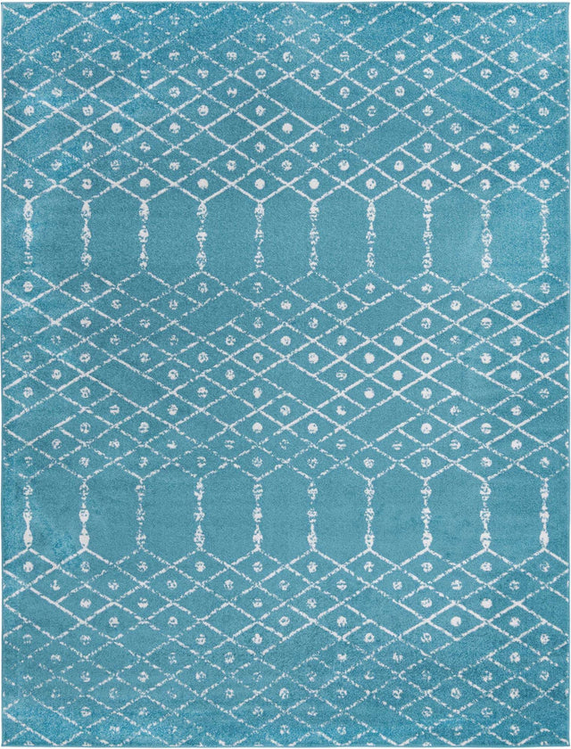 Teal blue 10' x 13' Paxon Trellis Rectangle Area Rug Geometric Durable Stain Resistant Easy Clean Carpet for Modern Interior Home Decor for Sale at Rug Engine