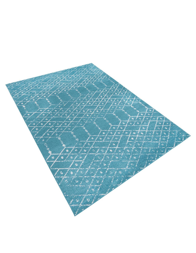 Teal blue 9' x 12' Paxon Trellis Rectangle Area Rug Geometric Durable Stain Resistant Easy Clean Carpet for Modern Interior Home Decor for Sale at Rug Engine