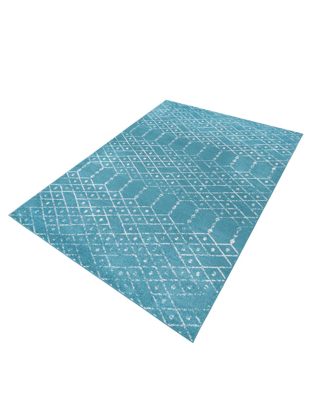 Teal blue 9' x 12' Paxon Trellis Rectangle Area Rug Geometric Durable Stain Resistant Easy Clean Carpet for Modern Interior Home Decor for Sale at Rug Engine