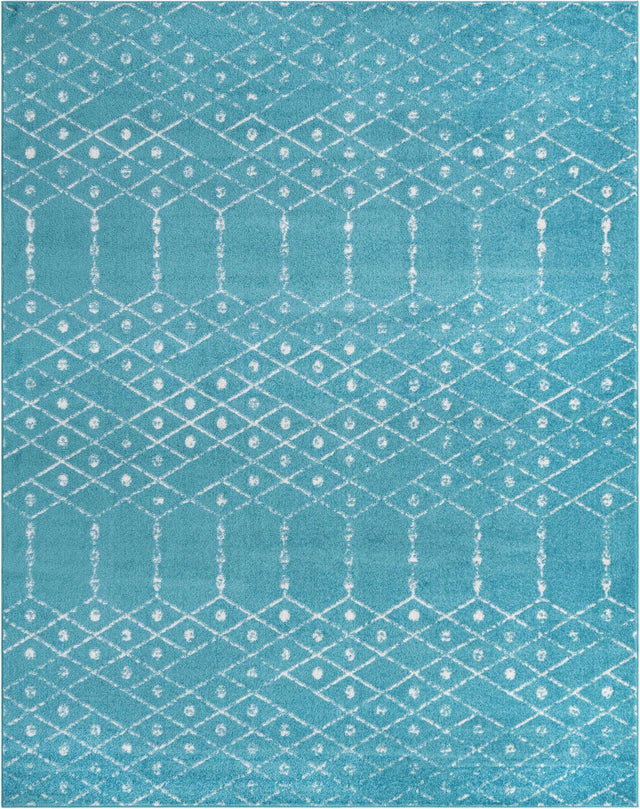 Teal blue 7' 10 x 10' Paxon Trellis Rectangle Area Rug Geometric Durable Stain Resistant Easy Clean Carpet for Modern Interior Home Decor for Sale at Rug Engine