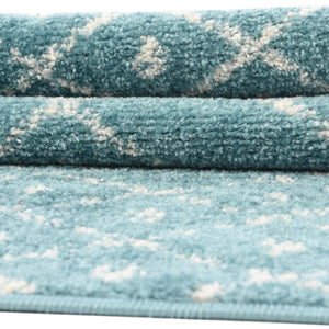 Teal blue 7' 10 x 10' Paxon Trellis Rectangle Area Rug Geometric Durable Stain Resistant Easy Clean Carpet for Modern Interior Home Decor for Sale at Rug Engine