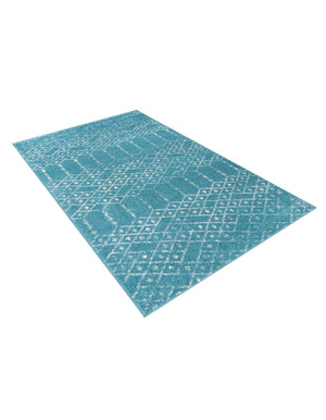 Teal blue 4' x 6' Paxon Trellis Rectangle Area Rug Geometric Durable Stain Resistant Easy Clean Carpet for Modern Interior Home Decor for Sale at Rug Engine