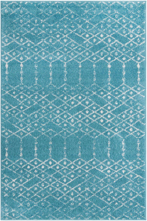 Teal blue 4' x 6' Paxon Trellis Rectangle Area Rug Geometric Durable Stain Resistant Easy Clean Carpet for Modern Interior Home Decor for Sale at Rug Engine