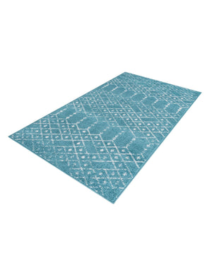Teal blue 3' 3 x 5' 3 Paxon Trellis Rectangle Area Rug Geometric Durable Stain Resistant Easy Clean Carpet for Modern Interior Home Decor for Sale at Rug Engine