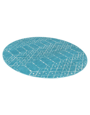 Teal blue 5' 3 x 5' 3 Paxon Trellis Round Area Rug Geometric Durable Stain Resistant Easy Clean Carpet for Modern Interior Home Decor for Sale at Rug Engine