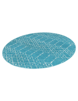 Teal blue 5' 3 x 5' 3 Paxon Trellis Round Area Rug Geometric Durable Stain Resistant Easy Clean Carpet for Modern Interior Home Decor for Sale at Rug Engine