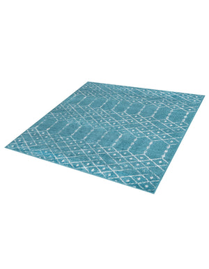 Teal blue 7' 10 x 7' 10 Paxon Trellis Square Area Rug Geometric Durable Stain Resistant Easy Clean Carpet for Modern Interior Home Decor for Sale at Rug Engine