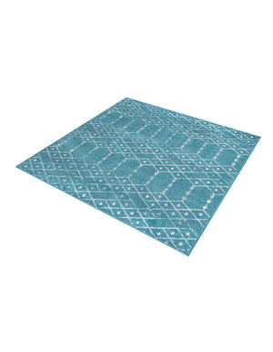 Teal blue 5' 3 x 5' 3 Paxon Trellis Square Area Rug Geometric Durable Stain Resistant Easy Clean Carpet for Modern Interior Home Decor for Sale at Rug Engine