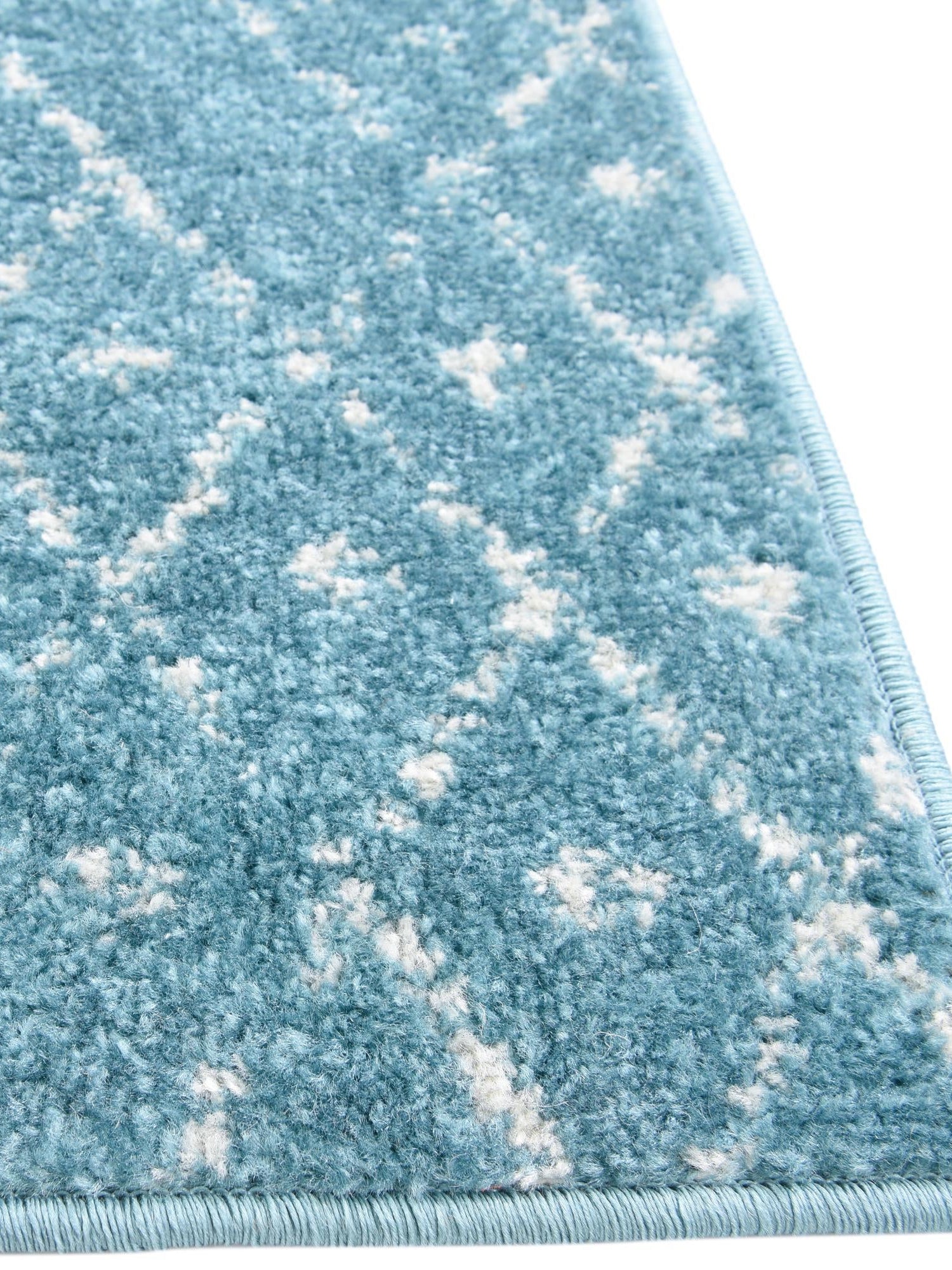 Teal blue 5' 3 x 5' 3 Paxon Trellis Square Area Rug Geometric Durable Stain Resistant Easy Clean Carpet for Modern Interior Home Decor for Sale at Rug Engine