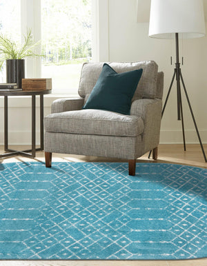 Teal blue 7' 10 x 10' Paxon Trellis Oval Area Rug Geometric Durable Stain Resistant Easy Clean Carpet for Modern Interior Home Decor for Sale at Rug Engine