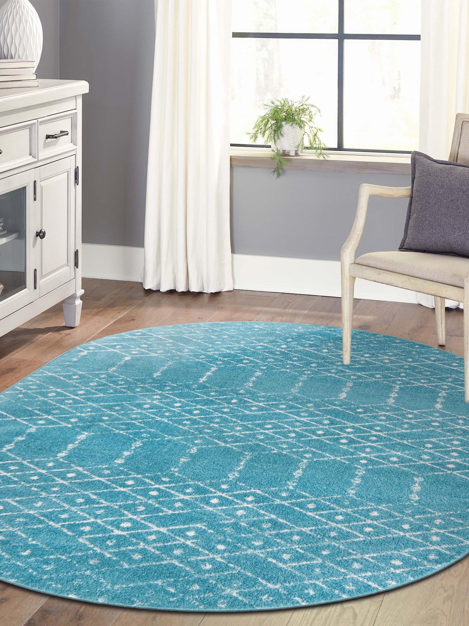 Teal blue 4' x 6' Paxon Trellis Oval Area Rug Geometric Durable Stain Resistant Easy Clean Carpet for Modern Interior Home Decor for Sale at Rug Engine