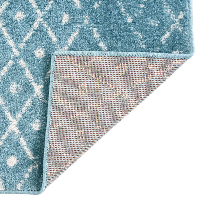 Teal blue 5' 3 x 5' 3 Paxon Trellis Octagon Area Rug Geometric Durable Stain Resistant Easy Clean Carpet for Modern Interior Home Decor for Sale at Rug Engine