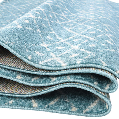 Teal blue 5' 3 x 5' 3 Paxon Trellis Octagon Area Rug Geometric Durable Stain Resistant Easy Clean Carpet for Modern Interior Home Decor for Sale at Rug Engine