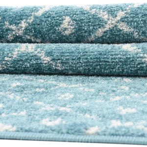 Teal blue 5' 3 x 5' 3 Paxon Trellis Octagon Area Rug Geometric Durable Stain Resistant Easy Clean Carpet for Modern Interior Home Decor for Sale at Rug Engine