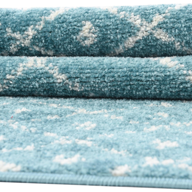 Teal blue 5' 3 x 5' 3 Paxon Trellis Octagon Area Rug Geometric Durable Stain Resistant Easy Clean Carpet for Modern Interior Home Decor for Sale at Rug Engine