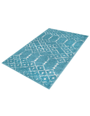 Teal blue 2' x 3' Paxon Trellis Rectangle Area Rug Geometric Durable Stain Resistant Easy Clean Carpet for Modern Interior Home Decor for Sale at Rug Engine