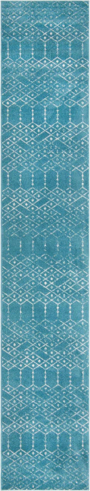 Teal blue 2' 11 x 16' Paxon Trellis Runner Area Rug Geometric Durable Stain Resistant Easy Clean Carpet for Modern Interior Home Decor for Sale at Rug Engine