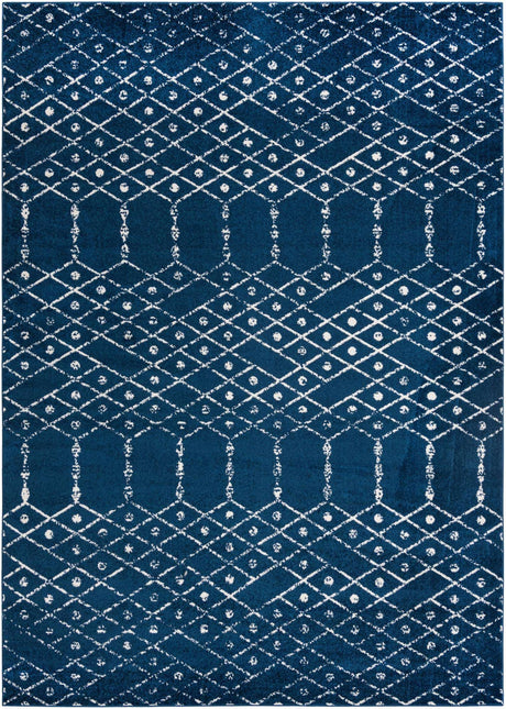 Navy Blue 10' x 14' Paxon Trellis Rectangle Area Rug Geometric Durable Stain Resistant Easy Clean Carpet for Modern Interior Home Decor for Sale at Rug Engine