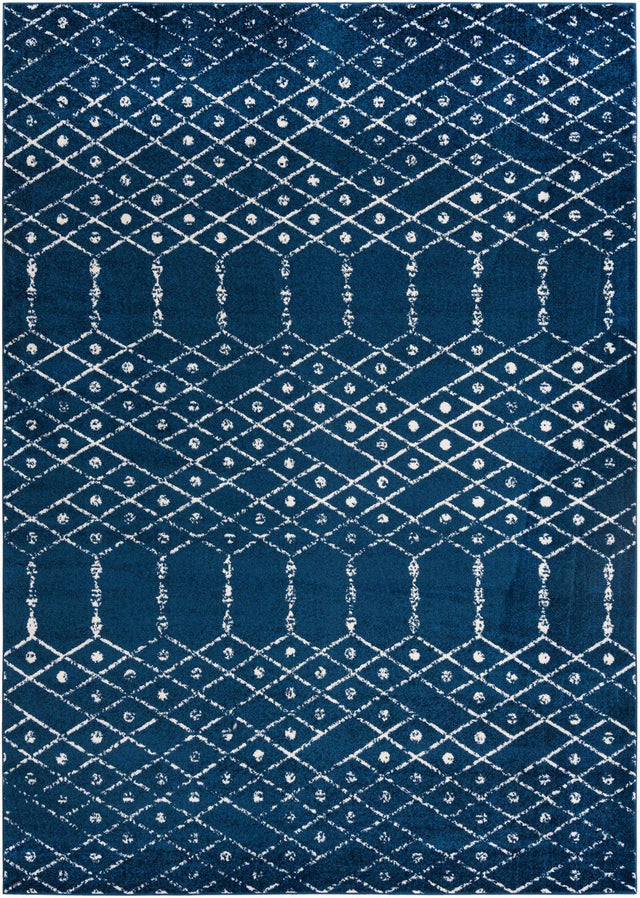 Navy Blue 10' x 14' Paxon Trellis Rectangle Area Rug Geometric Durable Stain Resistant Easy Clean Carpet for Modern Interior Home Decor for Sale at Rug Engine