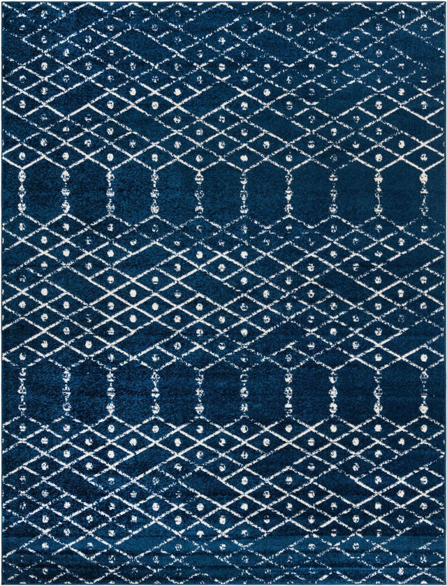 Navy Blue 9' x 12' Paxon Trellis Rectangle Area Rug Geometric Durable Stain Resistant Easy Clean Carpet for Modern Interior Home Decor for Sale at Rug Engine