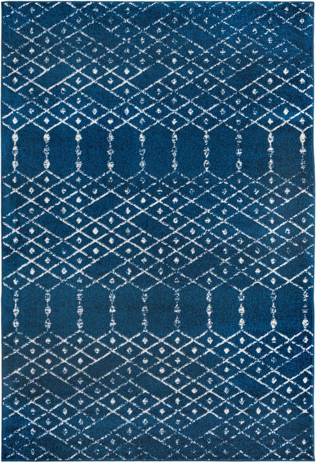 Navy Blue 6' 1 x 9' Paxon Trellis Rectangle Area Rug Geometric Durable Stain Resistant Easy Clean Carpet for Modern Interior Home Decor for Sale at Rug Engine
