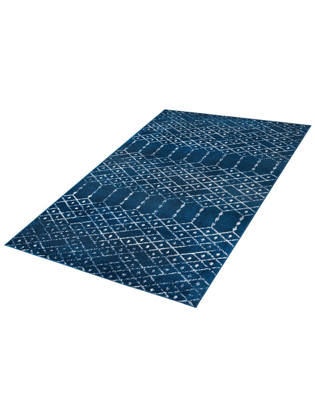 Navy Blue 5' 3 x 8' Paxon Trellis Rectangle Area Rug Geometric Durable Stain Resistant Easy Clean Carpet for Modern Interior Home Decor for Sale at Rug Engine