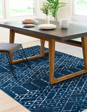 Navy Blue 7' 10 x 10' Paxon Trellis Rectangle Area Rug Geometric Durable Stain Resistant Easy Clean Carpet for Modern Interior Home Decor for Sale at Rug Engine