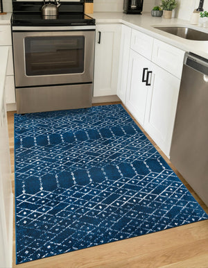 Navy Blue 7' 10 x 10' Paxon Trellis Rectangle Area Rug Geometric Durable Stain Resistant Easy Clean Carpet for Modern Interior Home Decor for Sale at Rug Engine