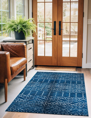 Navy Blue 3' 3 x 5' 3 Paxon Trellis Rectangle Area Rug Geometric Durable Stain Resistant Easy Clean Carpet for Modern Interior Home Decor for Sale at Rug Engine