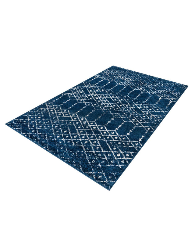 Navy Blue 4' 1 x 6' 1 Paxon Trellis Rectangle Area Rug Geometric Durable Stain Resistant Easy Clean Carpet for Modern Interior Home Decor for Sale at Rug Engine