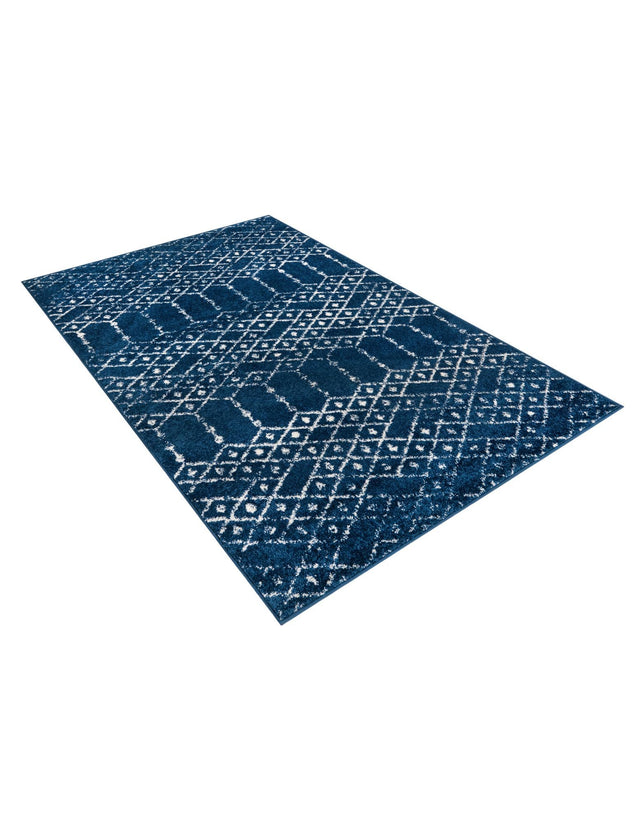 Navy Blue 4' 1 x 6' 1 Paxon Trellis Rectangle Area Rug Geometric Durable Stain Resistant Easy Clean Carpet for Modern Interior Home Decor for Sale at Rug Engine