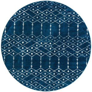 Navy Blue 7' 10 x 7' 10 Paxon Trellis Round Area Rug Geometric Durable Stain Resistant Easy Clean Carpet for Modern Interior Home Decor for Sale at Rug Engine