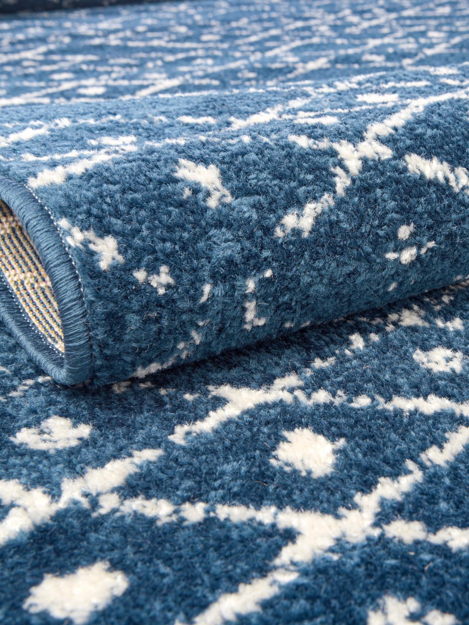 Navy Blue 7' 10 x 7' 10 Paxon Trellis Round Area Rug Geometric Durable Stain Resistant Easy Clean Carpet for Modern Interior Home Decor for Sale at Rug Engine