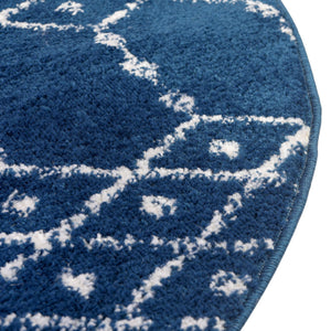 Navy Blue 7' 10 x 7' 10 Paxon Trellis Round Area Rug Geometric Durable Stain Resistant Easy Clean Carpet for Modern Interior Home Decor for Sale at Rug Engine