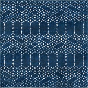 Navy Blue 7' 10 x 7' 10 Paxon Trellis Square Area Rug Geometric Durable Stain Resistant Easy Clean Carpet for Modern Interior Home Decor for Sale at Rug Engine