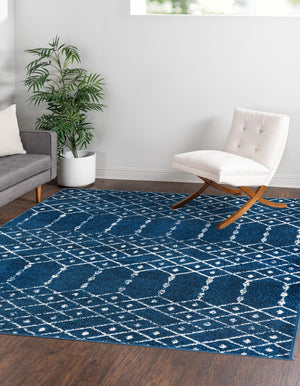 Navy Blue 4' x 4' Paxon Trellis Square Area Rug Geometric Durable Stain Resistant Easy Clean Carpet for Modern Interior Home Decor for Sale at Rug Engine