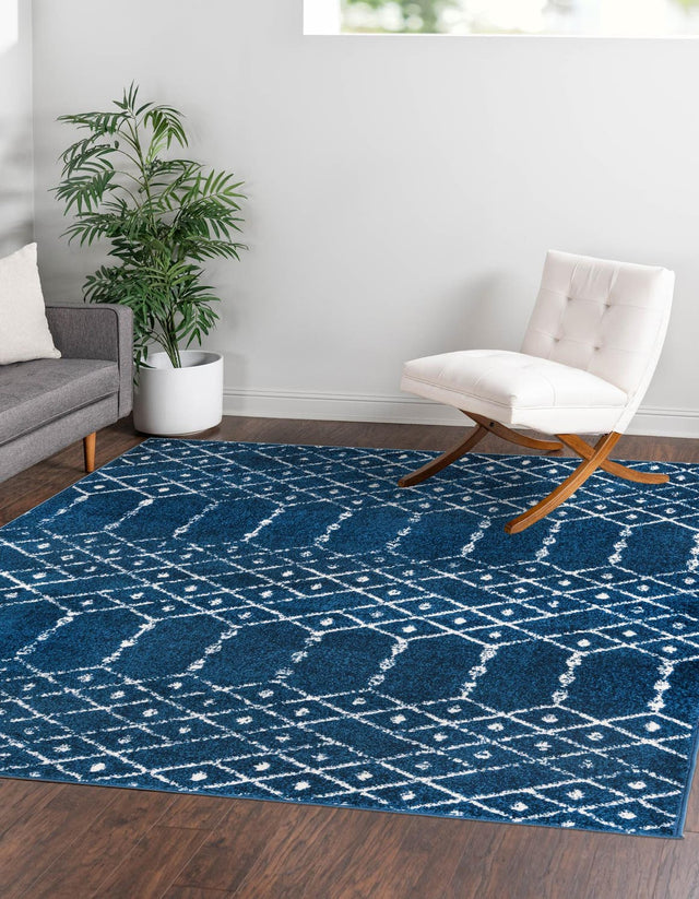 Navy Blue 5' 3 x 5' 3 Paxon Trellis Square Area Rug Geometric Durable Stain Resistant Easy Clean Carpet for Modern Interior Home Decor for Sale at Rug Engine