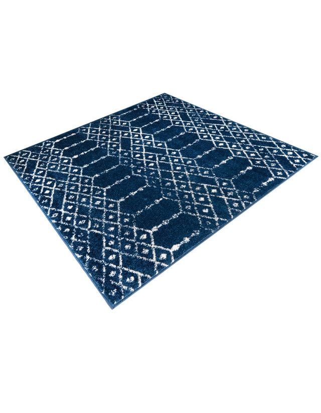 Navy Blue 4' x 4' Paxon Trellis Square Area Rug Geometric Durable Stain Resistant Easy Clean Carpet for Modern Interior Home Decor for Sale at Rug Engine