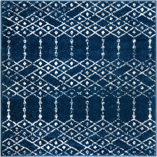 Navy Blue 4' x 4' Paxon Trellis Square Area Rug Geometric Durable Stain Resistant Easy Clean Carpet for Modern Interior Home Decor for Sale at Rug Engine