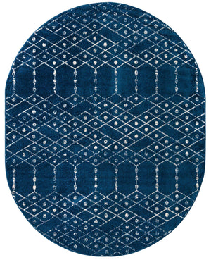 Navy Blue 7' 10 x 10' Paxon Trellis Oval Area Rug Geometric Durable Stain Resistant Easy Clean Carpet for Modern Interior Home Decor for Sale at Rug Engine