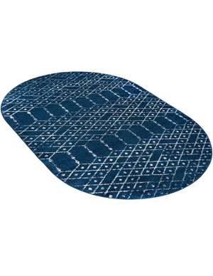 Navy Blue 5' 3 x 8' Paxon Trellis Oval Area Rug Geometric Durable Stain Resistant Easy Clean Carpet for Modern Interior Home Decor for Sale at Rug Engine