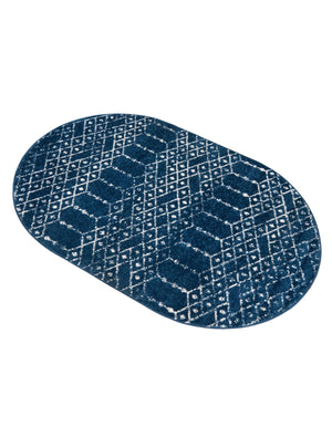 Navy Blue 4' 1 x 6' 1 Paxon Trellis Oval Area Rug Geometric Durable Stain Resistant Easy Clean Carpet for Modern Interior Home Decor for Sale at Rug Engine