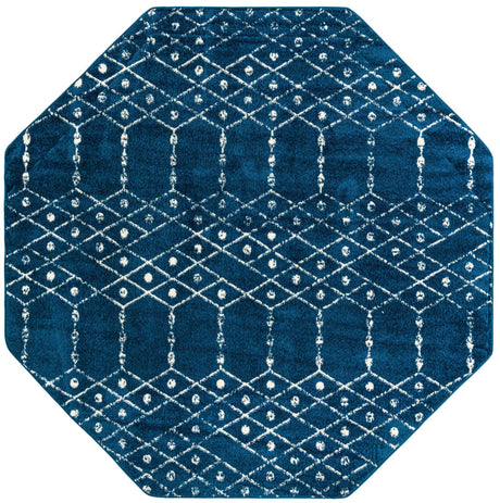 Navy Blue 7' 10 x 7' 10 Paxon Trellis Octagon Area Rug Geometric Durable Stain Resistant Easy Clean Carpet for Modern Interior Home Decor for Sale at Rug Engine