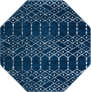 Navy Blue 5' 3 x 5' 3 Paxon Trellis Octagon Area Rug Geometric Durable Stain Resistant Easy Clean Carpet for Modern Interior Home Decor for Sale at Rug Engine