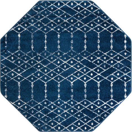 Navy Blue 5' 3 x 5' 3 Paxon Trellis Octagon Area Rug Geometric Durable Stain Resistant Easy Clean Carpet for Modern Interior Home Decor for Sale at Rug Engine