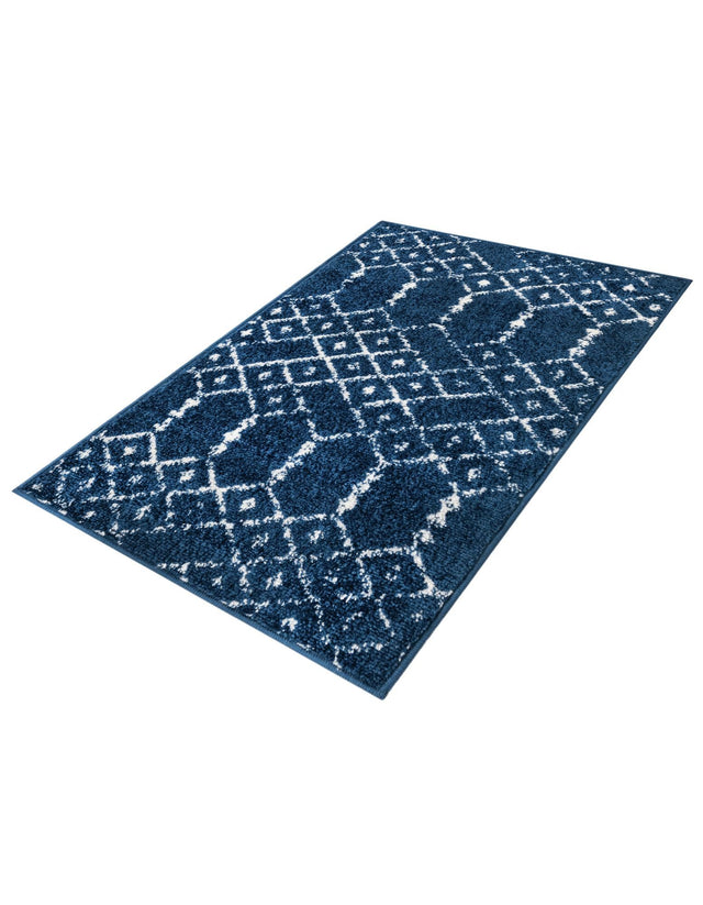 Navy Blue 2' x 3' Paxon Trellis Rectangle Area Rug Geometric Durable Stain Resistant Easy Clean Carpet for Modern Interior Home Decor for Sale at Rug Engine